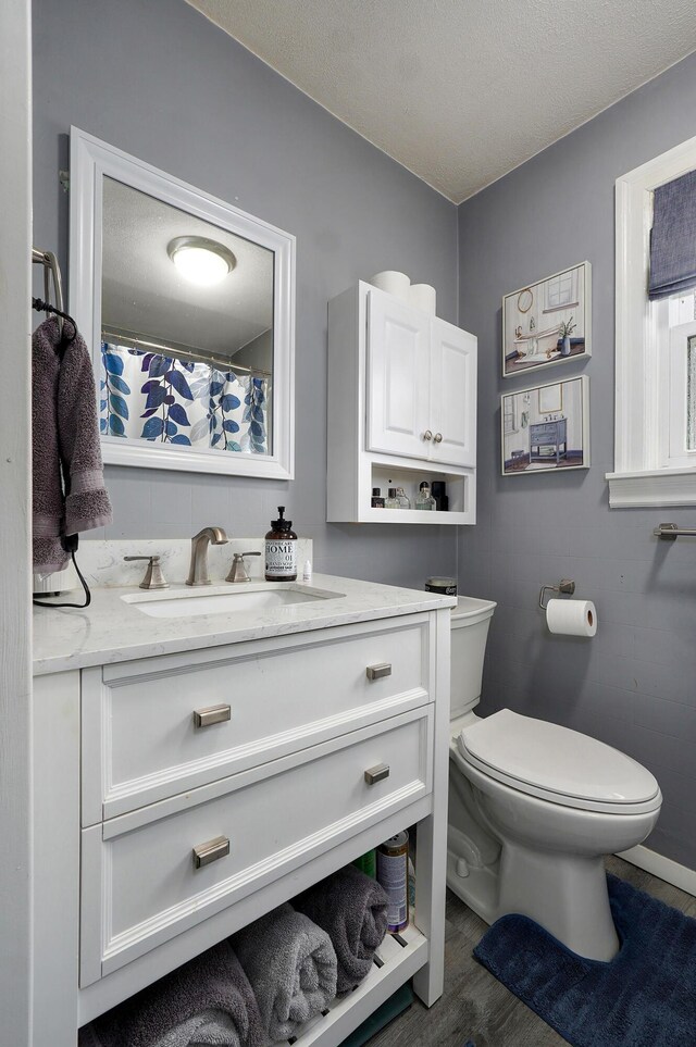 1841 E Dale St, Springfield, MO 65803 - full bath with vanity, wood finished floors, and a textured ceiling