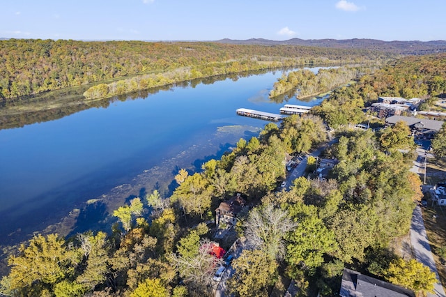 196 Lakeside Way, Forsyth, MO 65653 - aerial overview of property's location featuring a heavily wooded area and a nearby body of water