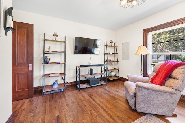 933 W Pershing St, Springfield, MO 65806 - living room featuring wood finished floors and electric panel