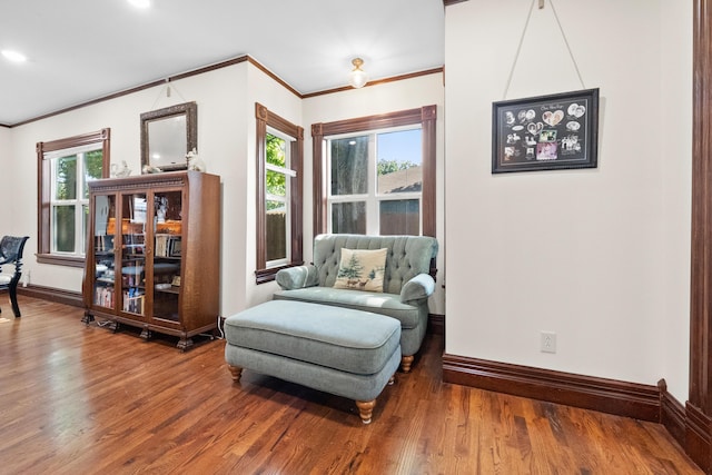 933 W Pershing St, Springfield, MO 65806 - sitting room featuring crown molding, wood finished floors, and recessed lighting