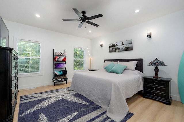 653 W Arbor Glenn Dr, Nixa, MO 65714 - bedroom featuring light wood-type flooring, recessed lighting, and ceiling fan
