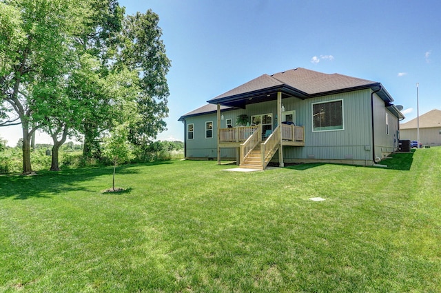653 W Arbor Glenn Dr, Nixa, MO 65714 - back of house with stairs, a yard, a deck, crawl space, and a shingled roof