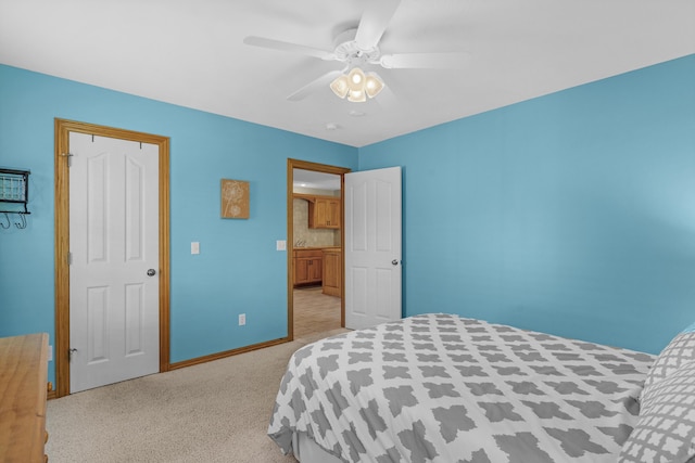 1190 E Headley St, Springfield, MO 65803 - bedroom with light carpet and ceiling fan