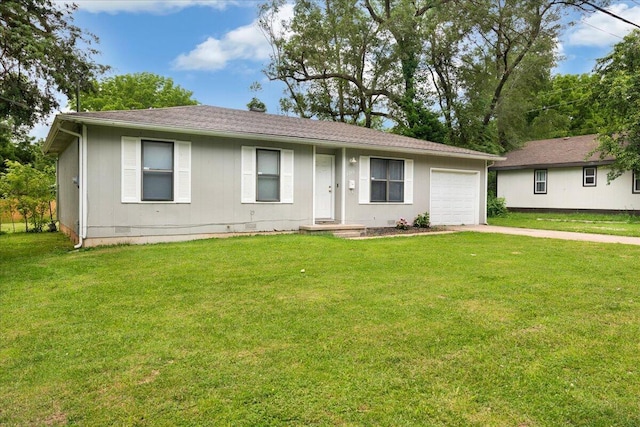 1219 N Clifton Ave, Springfield, MO 65802 - ranch-style home with a garage, a front lawn, crawl space, and driveway