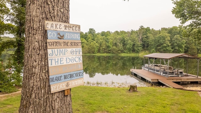 24 Oniatara Ln, Cherokee Village, AR 72529 - dock with a water view, a wooded view, and a yard