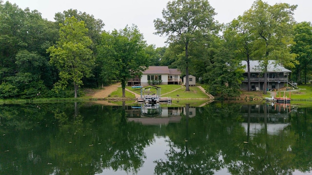 24 Oniatara Ln, Cherokee Village, AR 72529 - dock featuring a water view and boat lift
