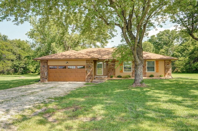 7259 State Highway A, Strafford, MO 65757 - ranch-style house with dirt driveway, an attached garage, and a front yard