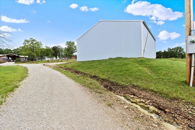 3837 Lazy Acres Rd, Protem, MO 65733 - view of dirt / gravel driveway featuring a pole building