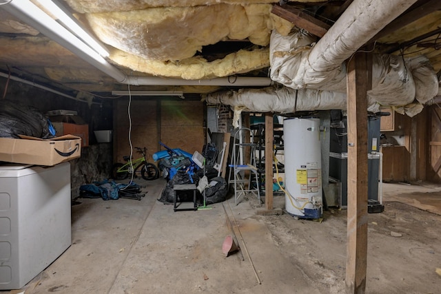 207 W Grand, Neosho, MO 64850 - unfinished basement featuring water heater and washer / clothes dryer