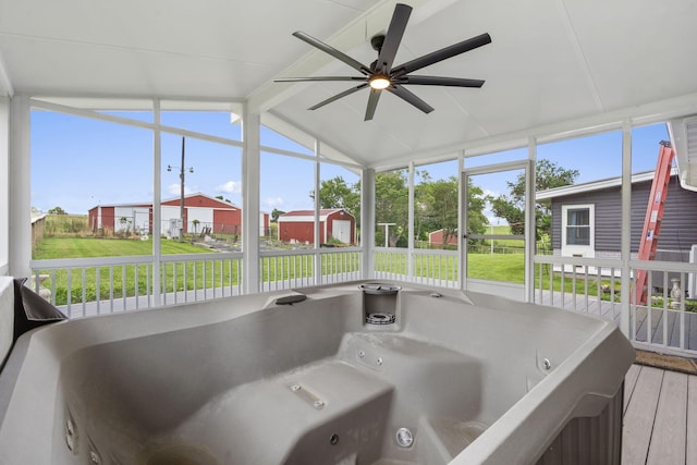 5295 E Farm Road 138, Springfield, MO 65809 - sunroom with a ceiling fan, plenty of natural light, and a residential view