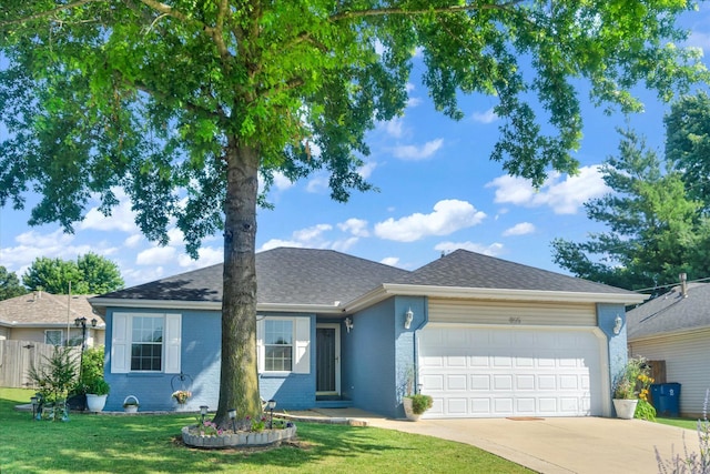 855 Birch St, Nixa, MO 65714 - ranch-style home featuring an attached garage, driveway, brick siding, and roof with shingles