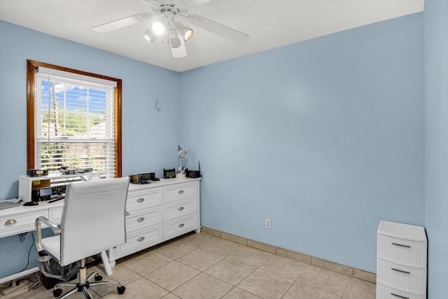855 Birch St, Nixa, MO 65714 - home office with a ceiling fan and light tile patterned flooring