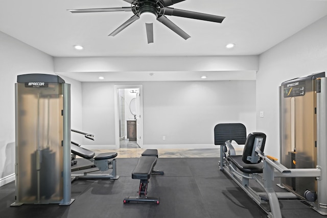 13030 County Lane 228, Oronogo, MO 64855 - exercise area featuring ceiling fan and recessed lighting