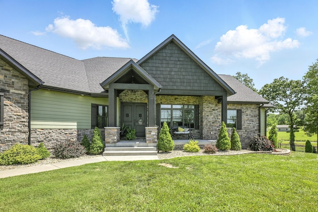 13030 County Lane 228, Oronogo, MO 64855 - craftsman-style house featuring stone siding, a front lawn, and a shingled roof