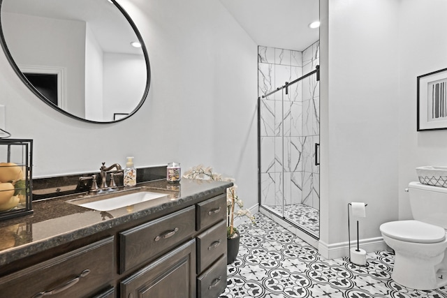 13030 County Lane 228, Oronogo, MO 64855 - bathroom featuring vanity, a shower stall, recessed lighting, and tile patterned flooring
