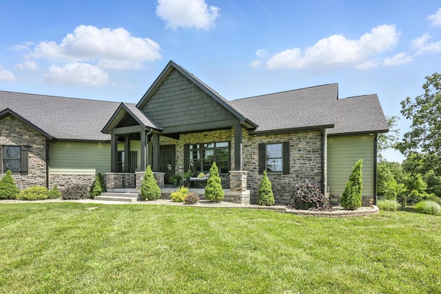 13030 County Lane 228, Oronogo, MO 64855 - craftsman-style home with stone siding, a front lawn, and a shingled roof