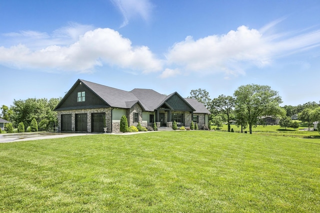 13030 County Lane 228, Oronogo, MO 64855 - craftsman-style house with a garage, stone siding, driveway, and a front yard