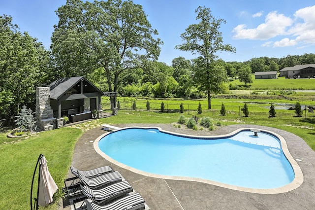 13030 County Lane 228, Oronogo, MO 64855 - view of swimming pool with a diving board, view of scattered trees, and a patio area