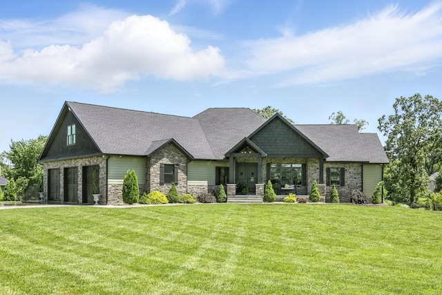 13030 County Lane 228, Oronogo, MO 64855 - craftsman house featuring stone siding, a front lawn, a garage, and a shingled roof