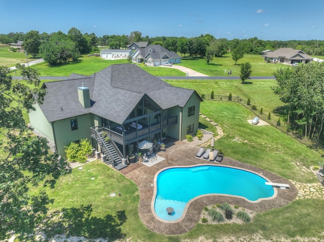 13030 County Lane 228, Oronogo, MO 64855 - swimming pool featuring stairway, a yard, a patio area, and a wooden deck