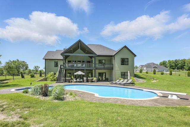 13030 County Lane 228, Oronogo, MO 64855 - rear view of house with a lawn, stairs, an outdoor pool, and a patio