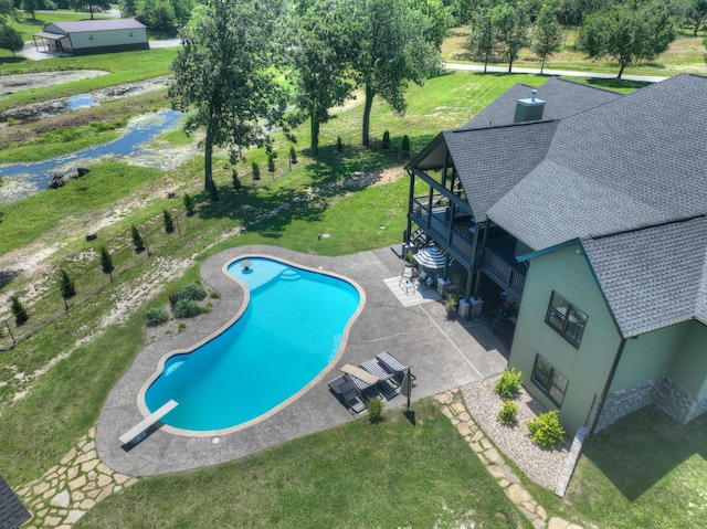 13030 County Lane 228, Oronogo, MO 64855 - view of pool featuring a patio area, a lawn, and a diving board