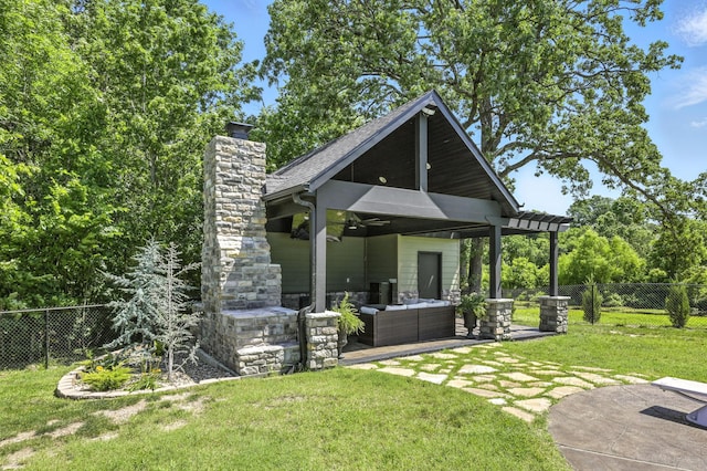 13030 County Lane 228, Oronogo, MO 64855 - back of property featuring outdoor lounge area, a chimney, and a patio