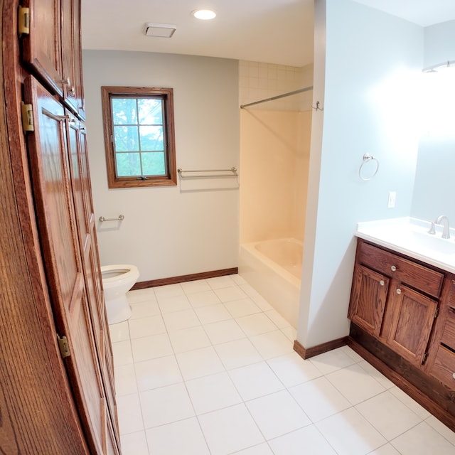 3352 W State Highway 76, Cape Fair, MO 65624 - full bathroom featuring vanity, tub / shower combination, recessed lighting, and tile patterned flooring