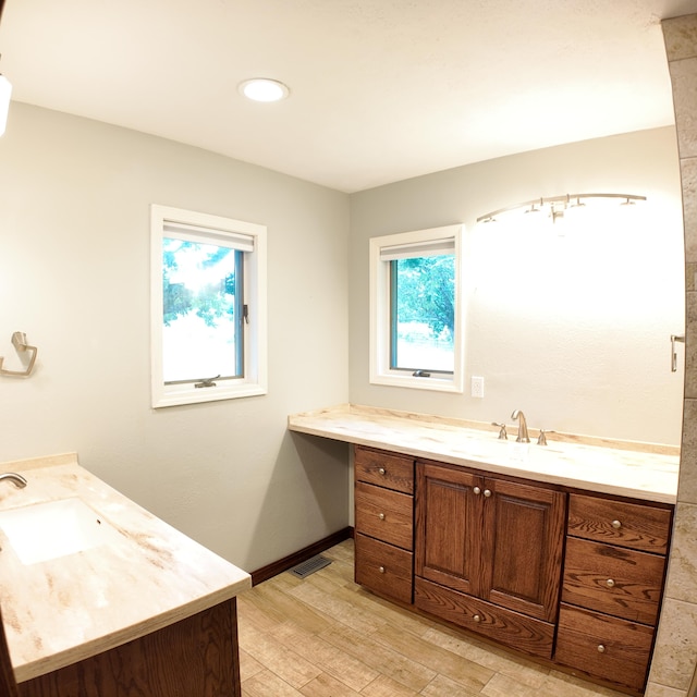 3352 W State Highway 76, Cape Fair, MO 65624 - bathroom featuring vanity, healthy amount of natural light, and wood finished floors
