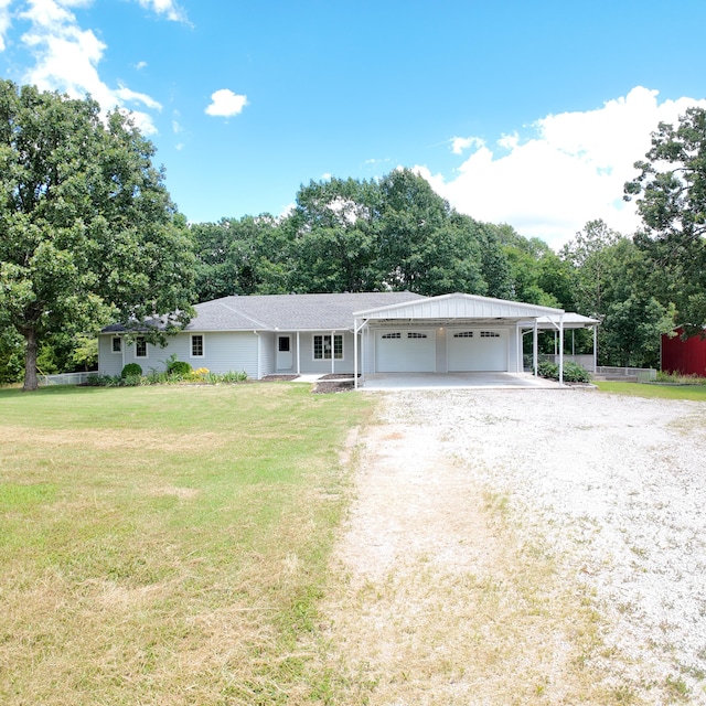 3352 W State Highway 76, Cape Fair, MO 65624 - single story home featuring gravel driveway, a garage, and view of scattered trees