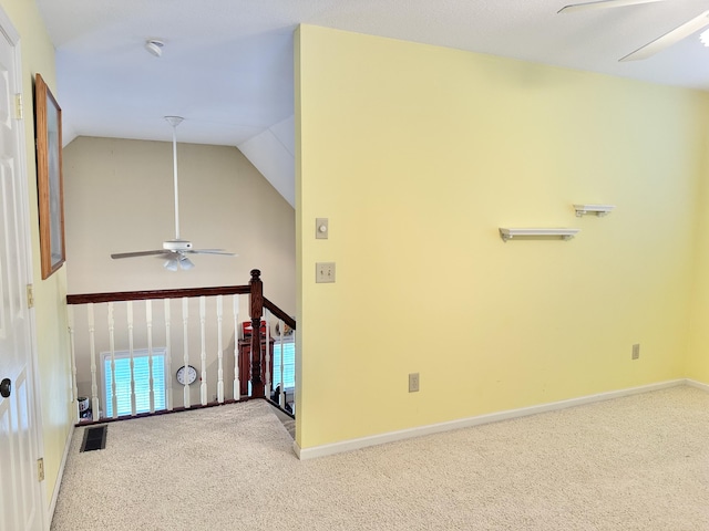 26569 County Road 225, Flemington, MO 65650 - spare room with ceiling fan, carpet flooring, and lofted ceiling