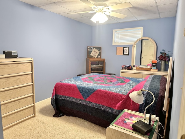26569 County Road 225, Flemington, MO 65650 - carpeted bedroom with a drop ceiling and ceiling fan