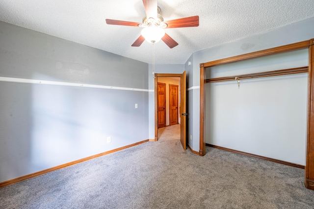 4147 E Kellis Ct, Springfield, MO 65802 - unfurnished bedroom with carpet floors, a closet, a textured ceiling, and a ceiling fan