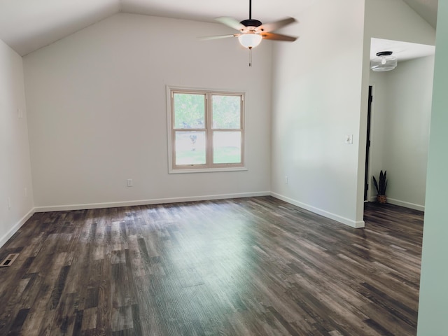 105 Horseshoe Dr, Nixa, MO 65714 - unfurnished room with dark wood-type flooring, a ceiling fan, and lofted ceiling