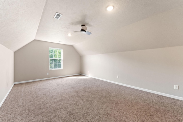2505 Talking Rocks Rd, Branson West, MO 65737 - bonus room featuring lofted ceiling, carpet flooring, a ceiling fan, and a textured ceiling