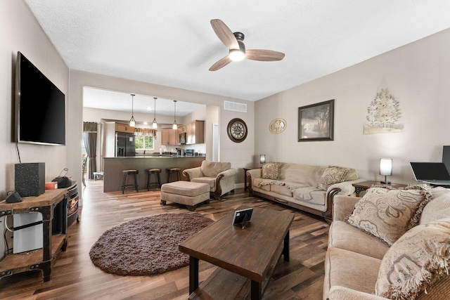 2505 Talking Rocks Rd, Branson West, MO 65737 - living room with ceiling fan and wood finished floors