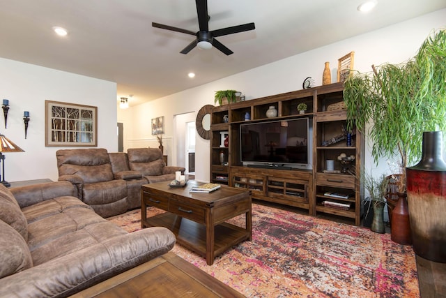 1604 N Bristol Ave, Springfield, MO 65802 - living area with ceiling fan, recessed lighting, and wood finished floors