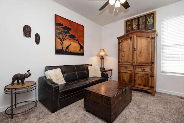 1604 N Bristol Ave, Springfield, MO 65802 - living area featuring light carpet and a ceiling fan