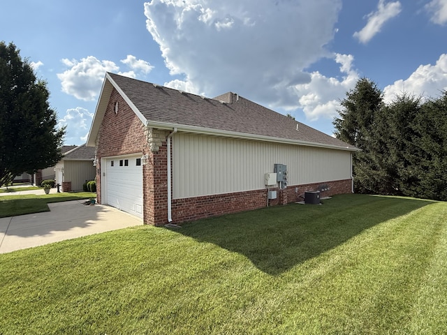 1352 N Sandy Creek Cir Unit 3, Nixa, MO 65714 - view of side of home with brick siding, a lawn, driveway, and roof with shingles