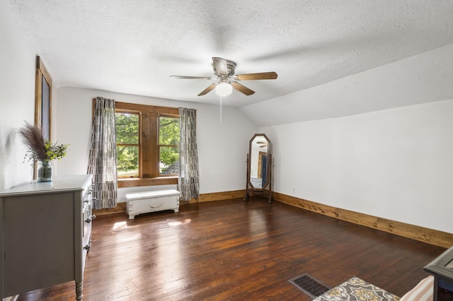 400 E Walker St, Ash Grove, MO 65604 - spare room with a ceiling fan, a textured ceiling, hardwood / wood-style flooring, and lofted ceiling