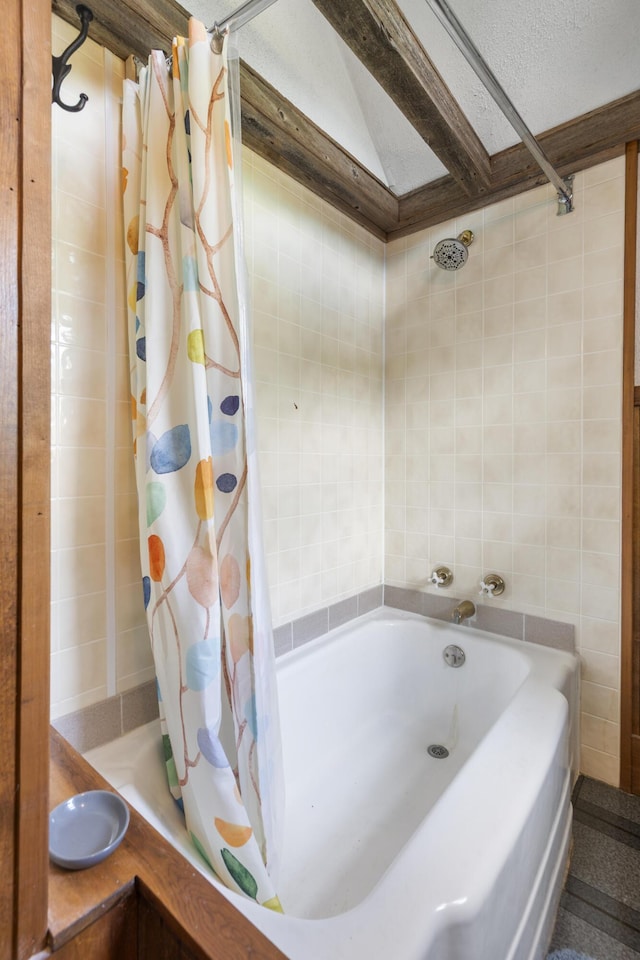 400 E Walker St, Ash Grove, MO 65604 - bathroom with shower / tub combo and tile walls
