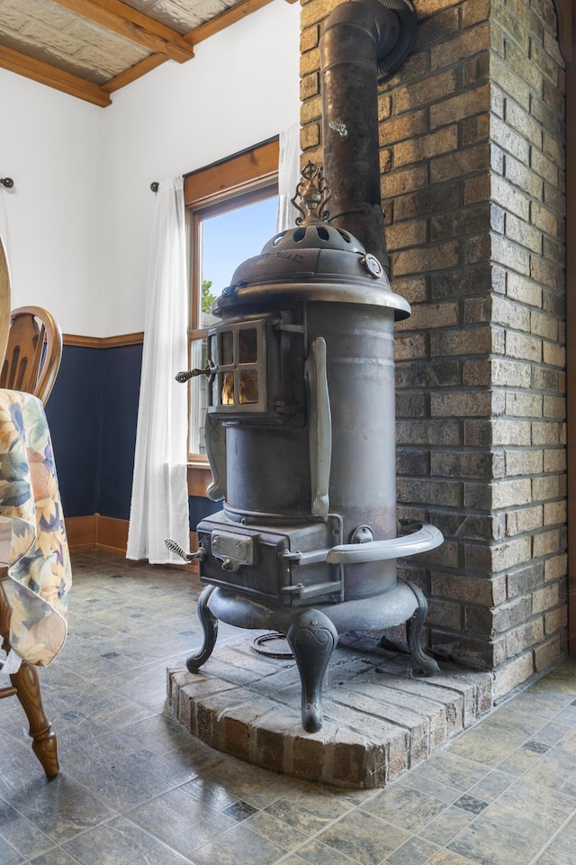 400 E Walker St, Ash Grove, MO 65604 - detailed view of a wood stove and baseboards