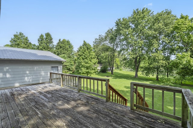 400 E Walker St, Ash Grove, MO 65604 - wooden deck featuring a yard and view of scattered trees