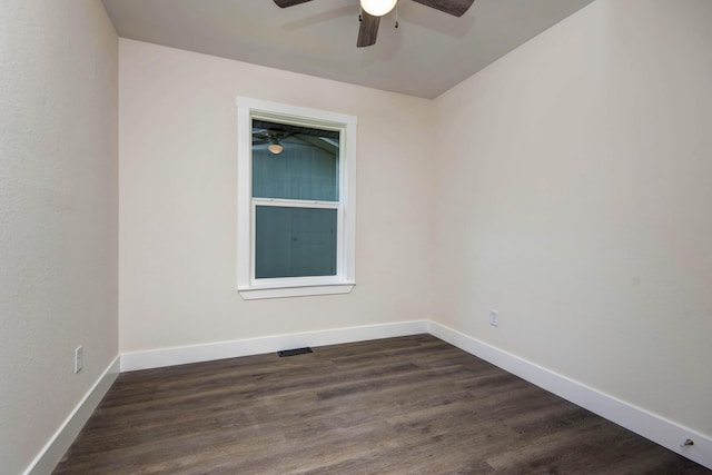 1830 N Hillcrest Ave, Springfield, MO 65802 - spare room featuring a ceiling fan and dark wood-style flooring