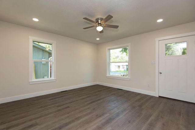 1830 N Hillcrest Ave, Springfield, MO 65802 - entrance foyer featuring dark wood-style floors, recessed lighting, and ceiling fan