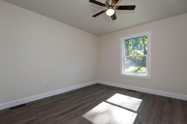 1830 N Hillcrest Ave, Springfield, MO 65802 - unfurnished room with dark wood-style flooring and ceiling fan