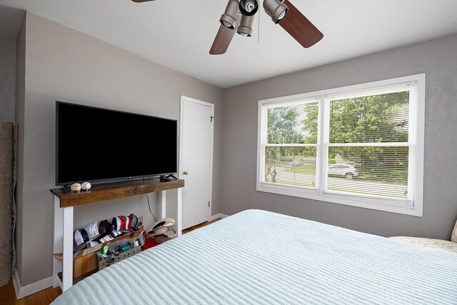 1704 E Latoka St, Springfield, MO 65804 - bedroom featuring wood finished floors and ceiling fan
