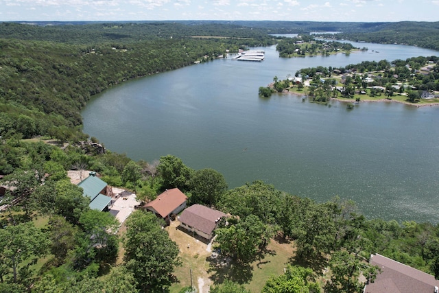 730 Peebles Point Rd, Cape Fair, MO 65624 - aerial view of property and surrounding area featuring a nearby body of water and a forest
