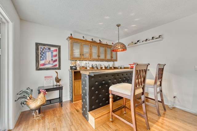 29 Trail Ridge Dr, Kimberling City, MO 65686 - indoor bar featuring light wood-style flooring, pendant lighting, and a textured ceiling