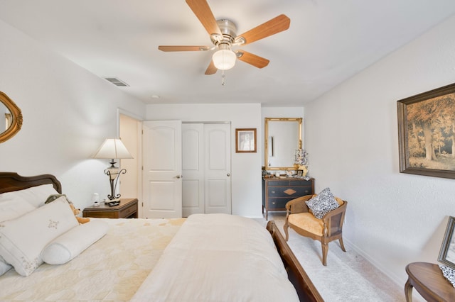 29 Trail Ridge Dr, Kimberling City, MO 65686 - bedroom with a ceiling fan, a closet, and carpet flooring